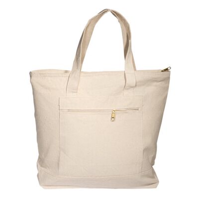 Zippered Cotton Canvas Tote Bag Thumbnail