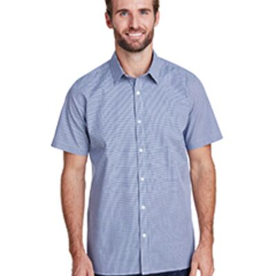 Men's Microcheck Gingham Short-Sleeve Cotton Shirt Thumbnail